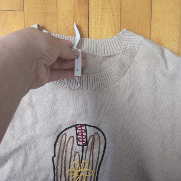 DREAMERS Western Boot Long Knit Beige Sweater Size XL NEW - Picture 5 of 7